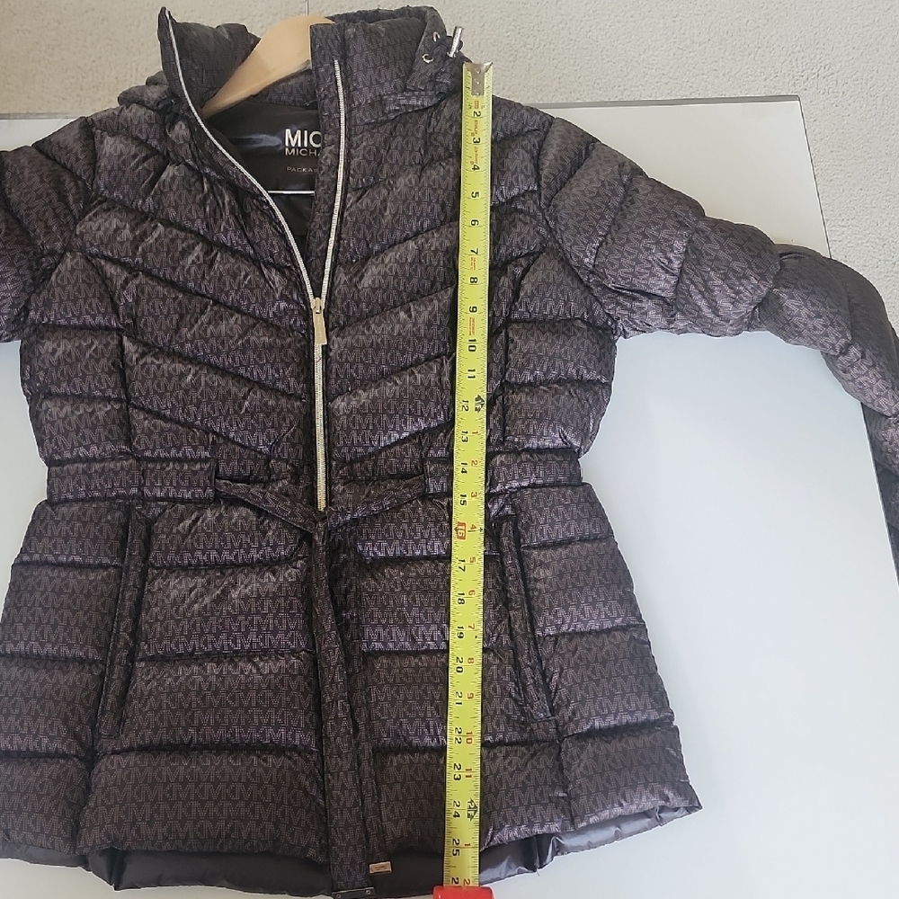 Michael Kors Brown Packable Down Puffer Jacket w/ Bag - XS - Belted - Picture 6 of 10